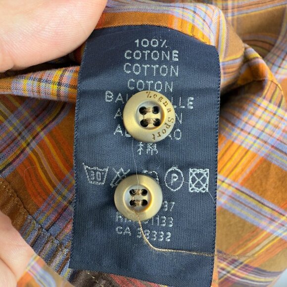 ZEGNA Sport Brown Tan Plaid Casual Neutral Designer Button-down Shirt sz L - Picture 4 of 8
